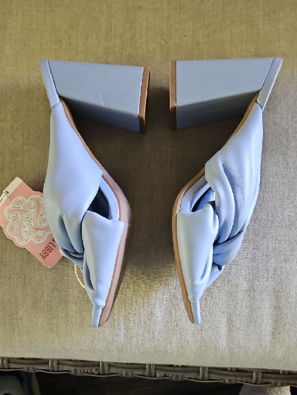 Sam & Libby Knotted Slide Block Heel Sandals in Light Blue 9 - Picture 4 of 11